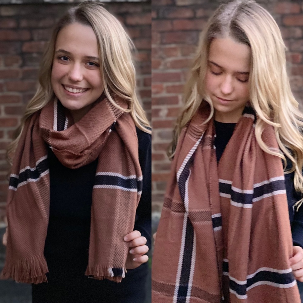 Camel Plaid Scarf - Picture 1 of 1